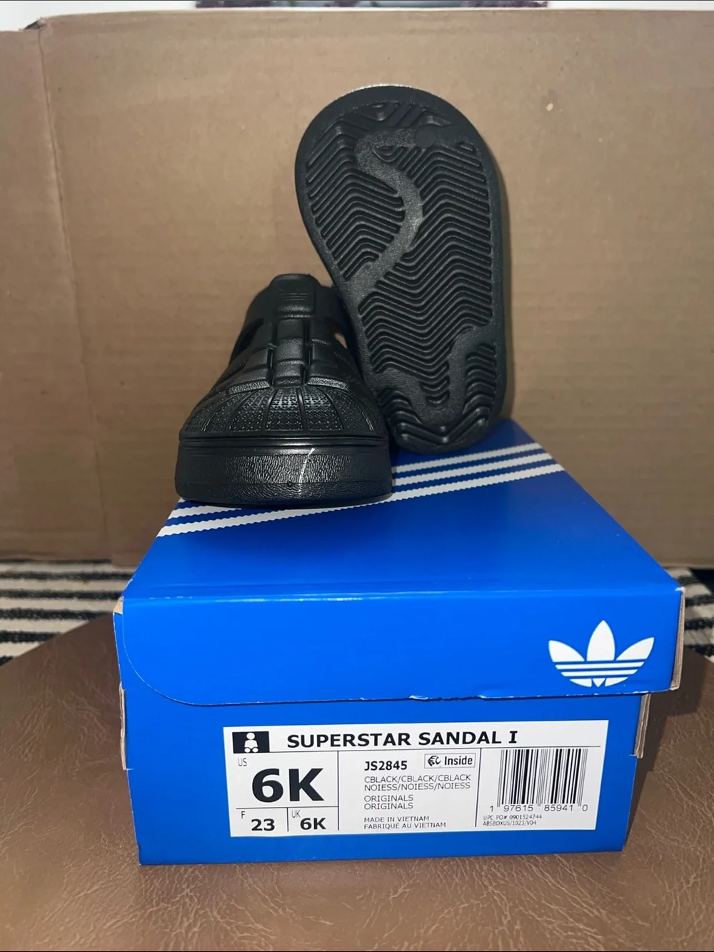 adidas Kids Black Superstar Sandal I